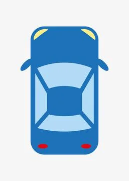 Blue vector car top view icon on white background Stock-Illustration