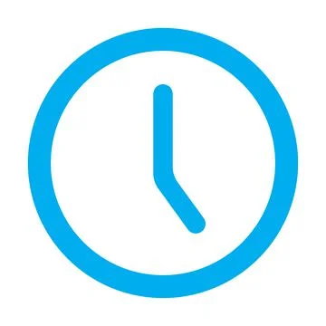 Blue vector clock time icon isolated on white background Stock Illustration