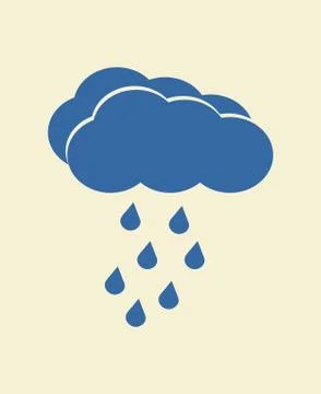 Blue vector cloud with falling rain Stock Illustration