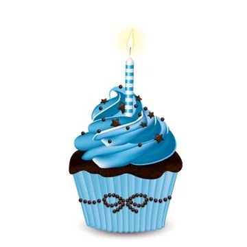 Blue vector cupcake Stock Illustration