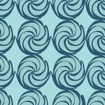Blue Vector decorative continuous background using wavy lines, curves and cir Stock Illustration