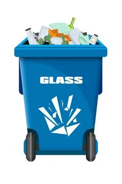 Blue vector dumpster for glass Stock Illustration