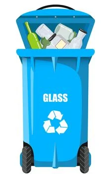 Blue vector dumpster for glass Stock Illustration