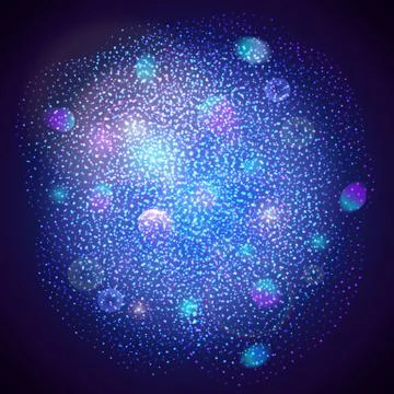 Blue vector dust explosion on dark blue background Stock Illustration