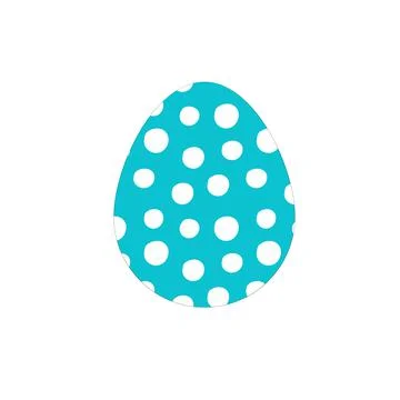 Blue Vector Easter egg with circles polka dot pattern isolated on a white bac 库存插图