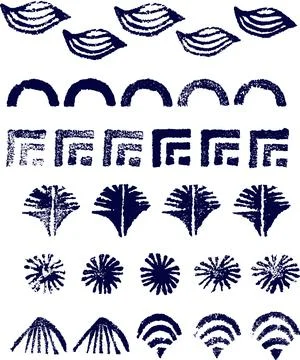 Blue vector elements in japanese style isolated on white background. Traditional Illustrazione stock