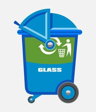 Blue vector empty dumpster for glass Stock Illustration