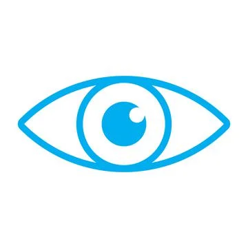 Blue vector eye line icon isolated on white background Stock Illustration