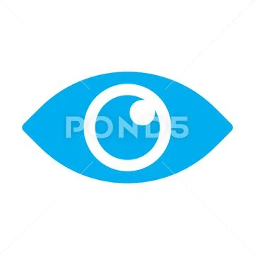 Blue vector eye solid icon isolated on white background Stock-Illustration