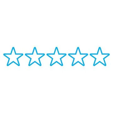 Blue vector five stars line icon isolated on white background Stock Illustration