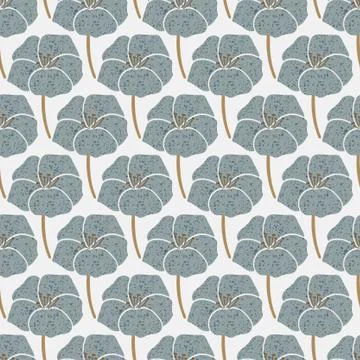 Blue vector floral repeat seamless pattern. Romantic geranium flowers. Stock Illustration