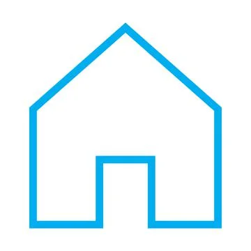 Blue vector home line icon isolated on white background Stock Illustration