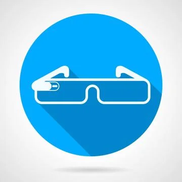 Blue vector icon for smart glasses Single blue circle vector icon with whi... Stock Photos