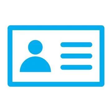 Blue vector id card or identity card line icon isolated on white background Illustrazione stock