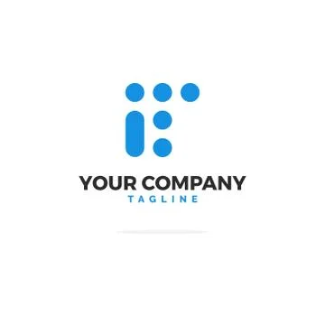 Blue Vector IT Logo Lines Dots Stock Illustration