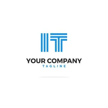 Blue Vector IT Logo Lines Stock Illustration