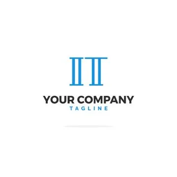 Blue Vector IT Logo Thin Hollow Stock Illustration