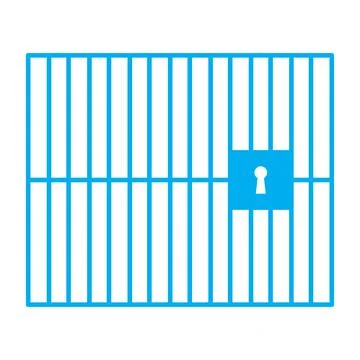 Blue vector jail or prison icon isolated on white background Stock Illustration