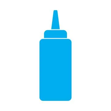 Blue vector ketchup or mustard squeeze bottle icon isolated on white backgro Stock Illustration