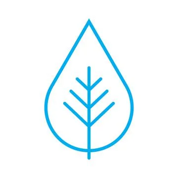 Blue vector leaf line icon isolated on white background Stock Illustration