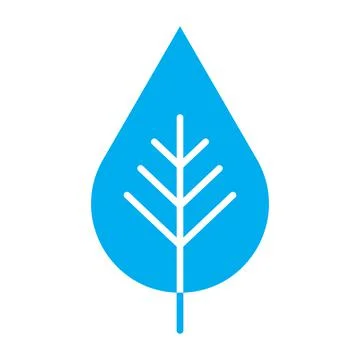 Blue vector leaf solid icon isolated on white background Stockillustratie