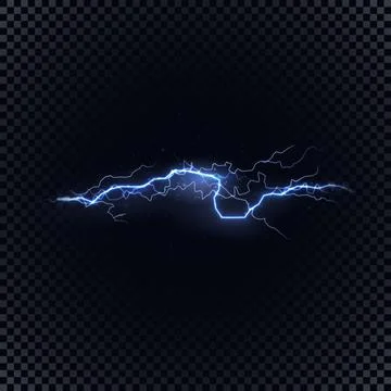 Blue vector lightning on black background, vector illustration. Stock Illustration