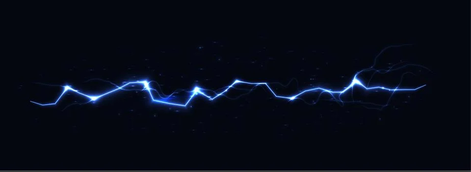 Blue vector lightning on black background, vector illustration. Stock Illustration