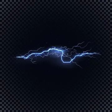Blue vector lightning on black background, vector illustration. Stock Illustration