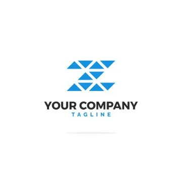 Blue Vector Logo Letter Z Triangles Stock Illustration