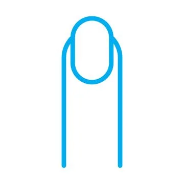 Blue vector long finger nail line icon isolated on white background Stock Illustration