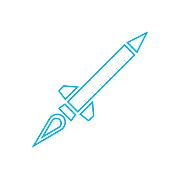 Blue vector missile line icon isolated on white background Stock Illustration