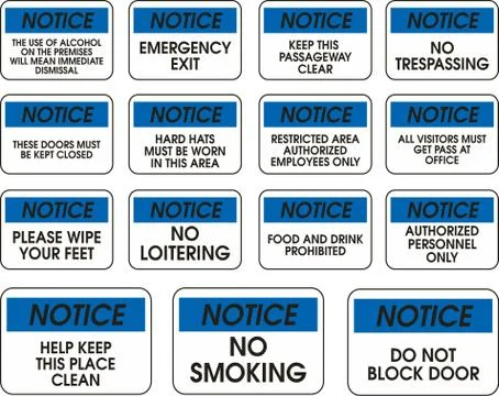 Blue vector notice signs Illustrazione stock