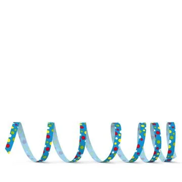 Blue Vector Paper Streamer with Colored Dots - Blow Out Illustrazione stock