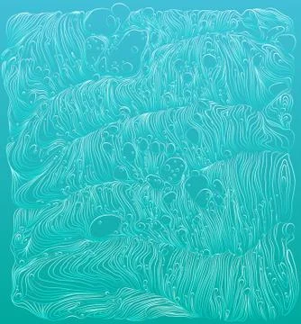 Blue vector pattern. Ocean background with abstract ornaments waves. Wave イラスト素材