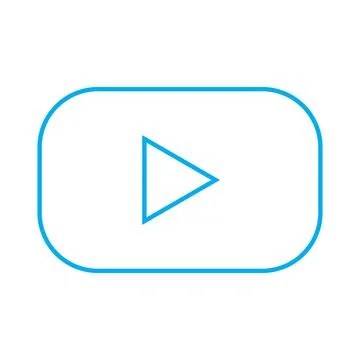 Blue vector play button line icon isoated on white background Stock Illustration