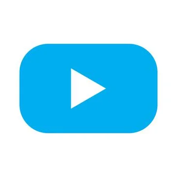 Blue vector play button solid icon isoated on white background Stock Illustration