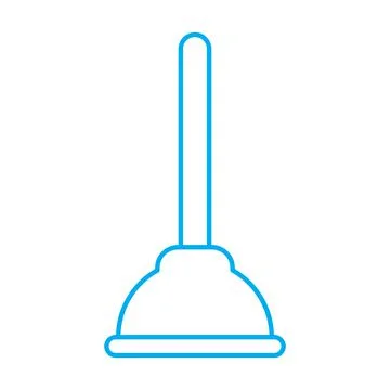 Blue vector plunger line icon isolated on white background Stock Illustration