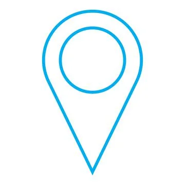 Blue vector point of location line icon isolated on white background Stock Illustration