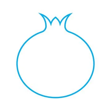 Blue vector Pomegranate fruit line icon isolated on white background Stock Illustration
