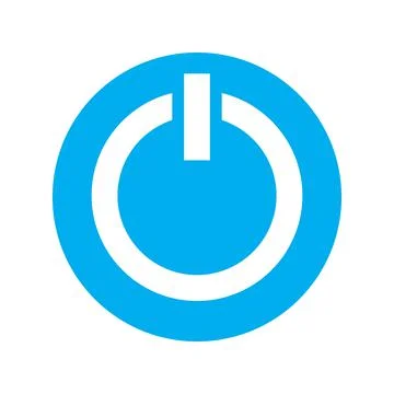 Blue vector power icon isolated on white background Stock Illustration