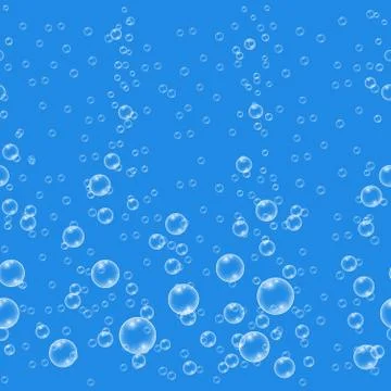 Blue vector realistic water bubbles seamless pattern イラスト素材