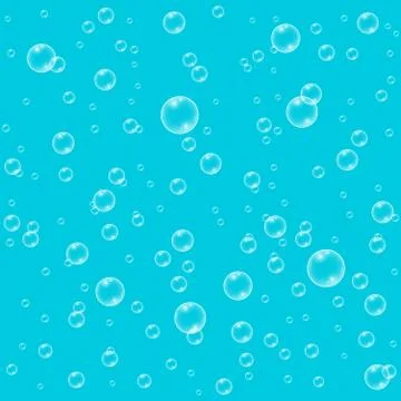 Blue vector realistic water bubbles seamless pattern イラスト素材