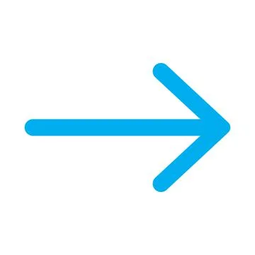 Blue vector right arrow icon isolated on white background Stock Illustration