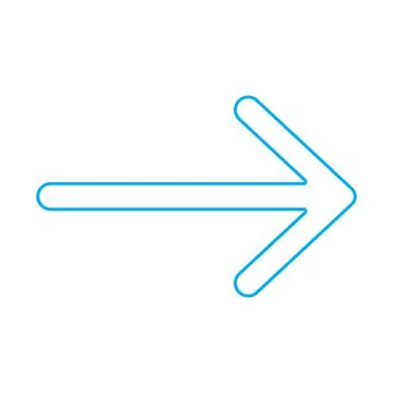 Blue vector right arrow line icon isolated on white background Stock Illustration