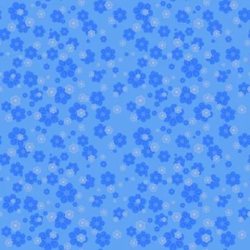 Blue vector seamless with flowers Stock Illustration