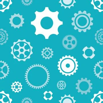 Blue vector seamless gear wheels pattern isolated Stock Illustration