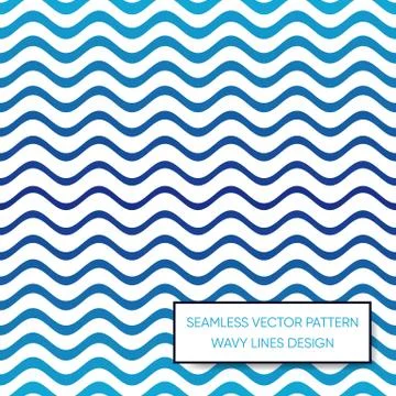 Blue vector seamless gradient wavy line pattern Stock Illustration