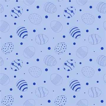 Blue vector seamless pattern with Easter eggs Stock Illustration