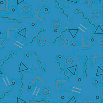 Blue vector seamless pattern with with geometric elements.  Stock Illustration