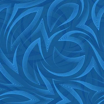 Blue vector seamless pattern of thin lines in the form of corners and curls Stock Illustration